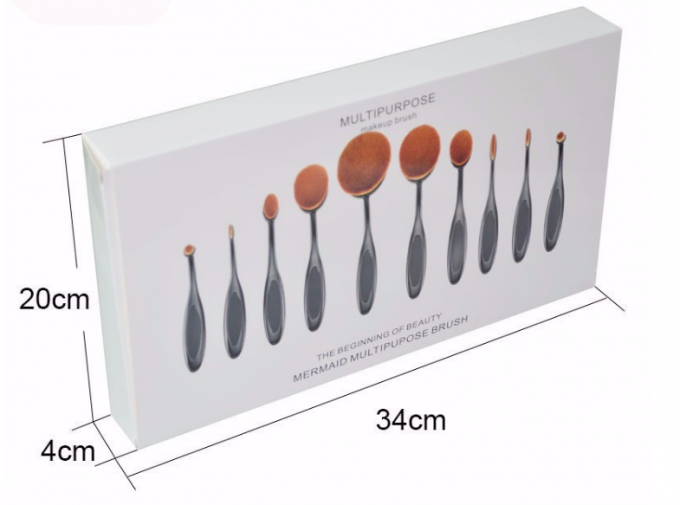 Set di pennelli completo di trucco dei cosmetici, spazzole ovali di trucco dello spazzolino da denti di 10 pezzi